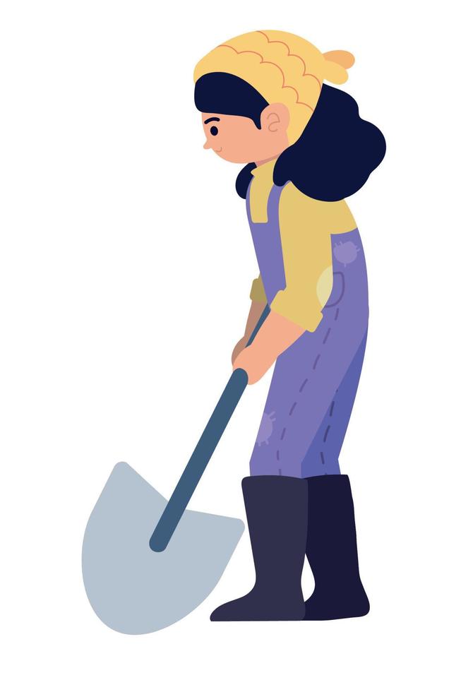 mujer campesina con herramienta vector