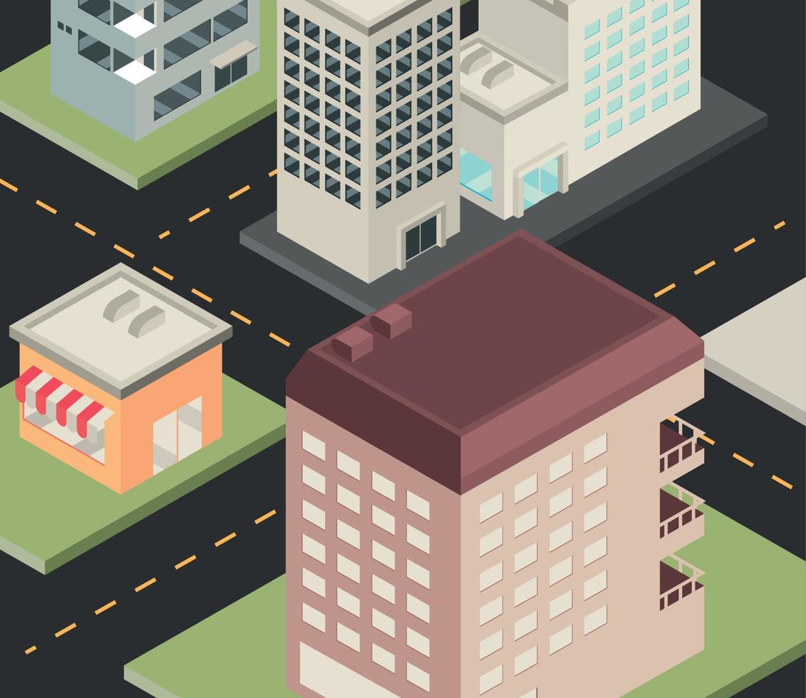 isometric of city metropolis vector