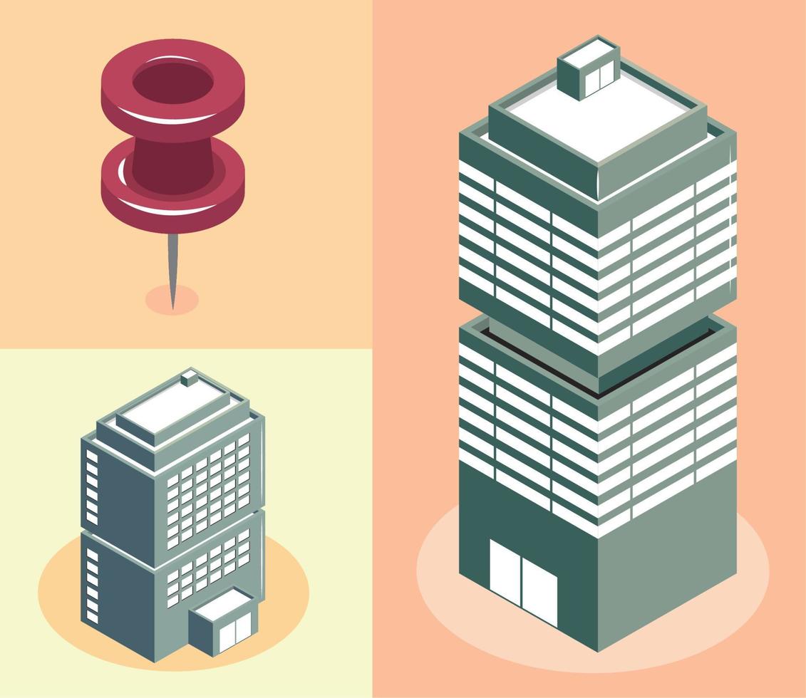 isometric city buildings vector