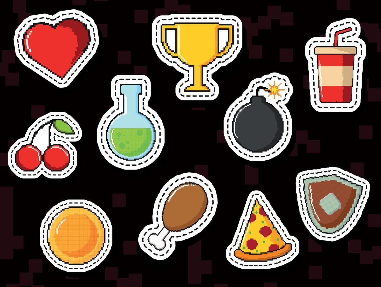 set of pixel art vector