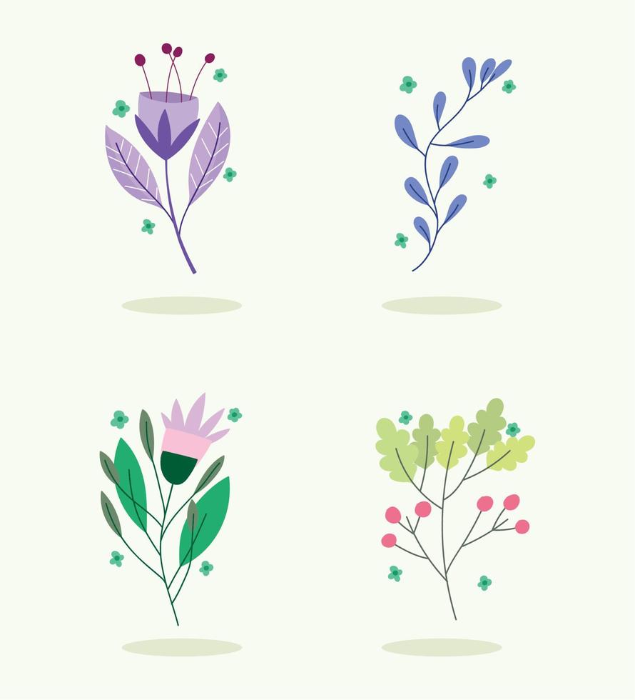 icon set flowers vector