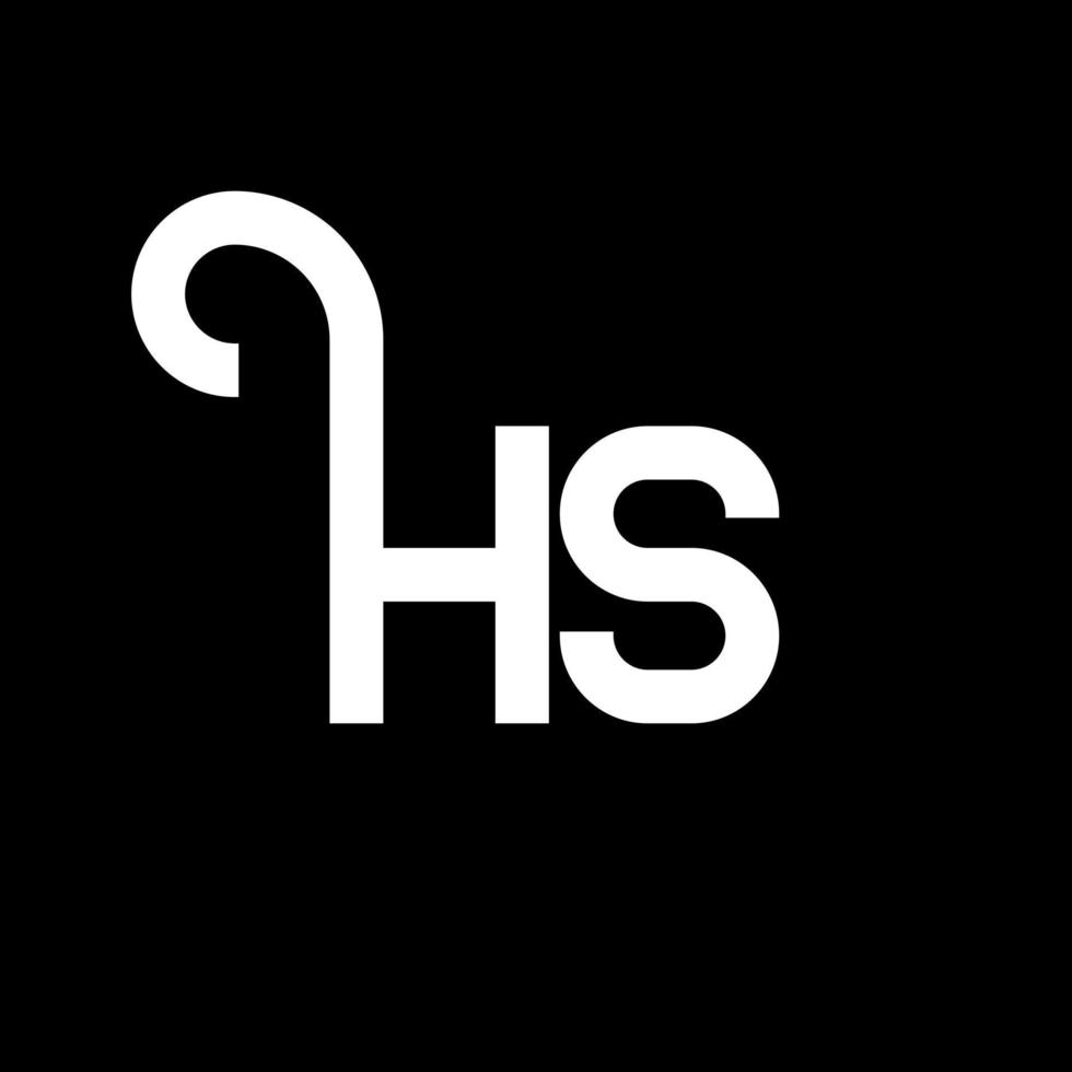 HS letter logo design on black background. HS creative initials letter logo concept. hs letter design. HS white letter design on black background. H S, h s logo vector