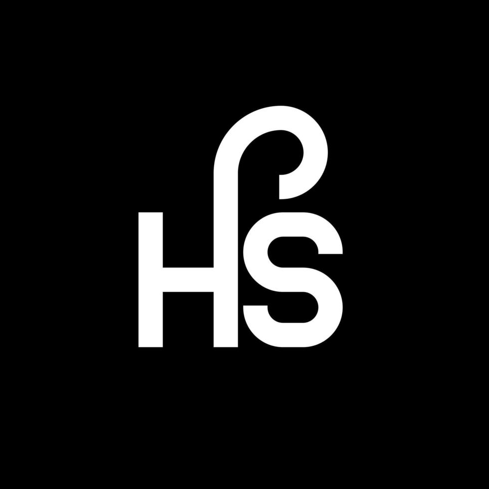 diseño de logotipo de letra hs sobre fondo negro. concepto creativo del logotipo de la letra de las iniciales hs. diseño de letra hs. hs diseño de letras blancas sobre fondo negro. hs, logotipo de hs vector