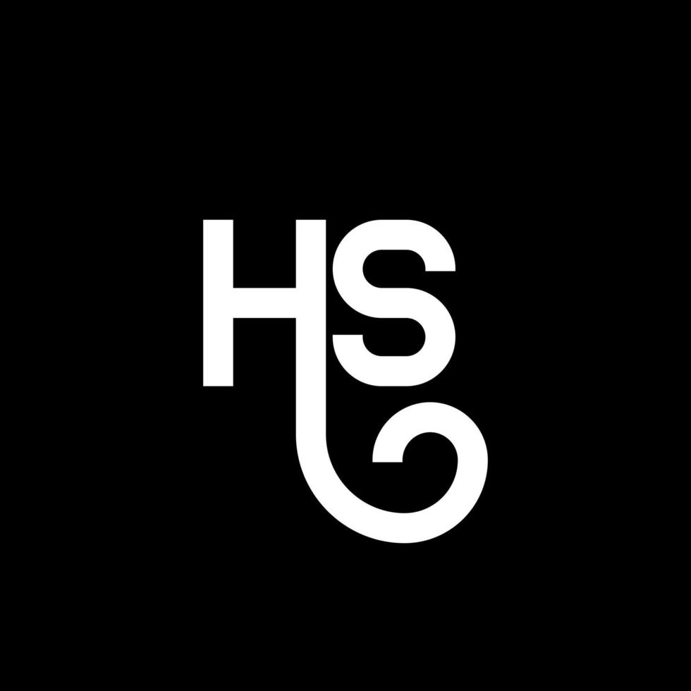 diseño de logotipo de letra hs sobre fondo negro. concepto creativo del logotipo de la letra de las iniciales hs. diseño de letra hs. hs diseño de letras blancas sobre fondo negro. hs, logotipo de hs vector