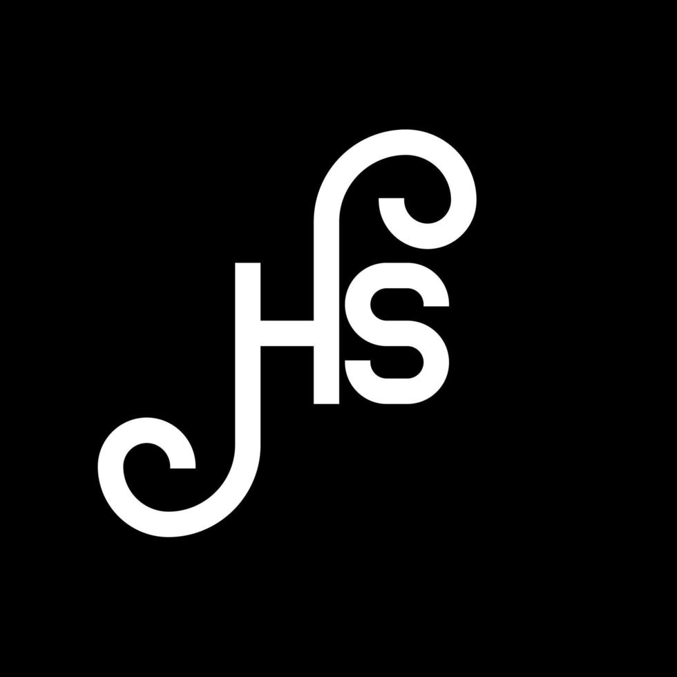 diseño de logotipo de letra hs sobre fondo negro. concepto creativo del logotipo de la letra de las iniciales hs. diseño de letra hs. hs diseño de letras blancas sobre fondo negro. hs, logotipo de hs vector