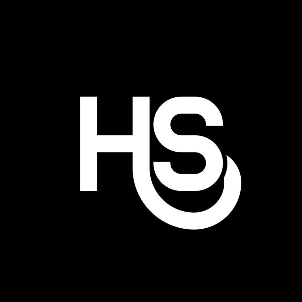 HS letter logo design on black background. HS creative initials letter logo concept. hs letter design. HS white letter design on black background. H S, h s logo vector