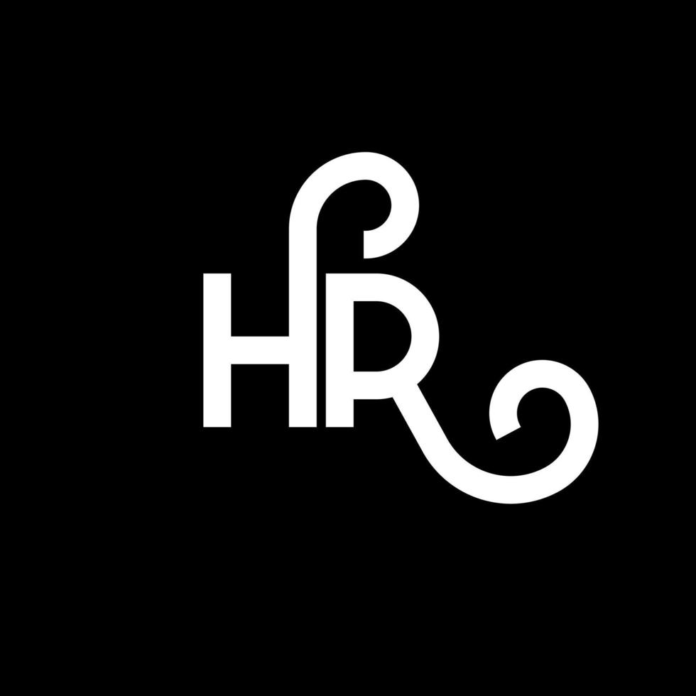 HR letter logo design on black background. HR creative initials letter logo concept. hr letter design. HR white letter design on black background. H R, h r logo vector