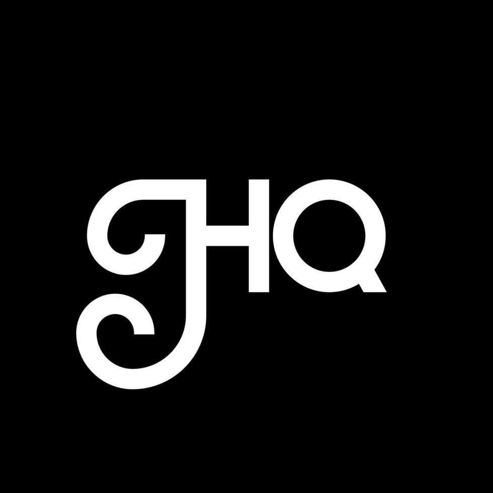 HQ letter logo design on black background. HQ creative initials letter logo concept. hq letter design. HQ white letter design on black background. H Q, h q logo vector