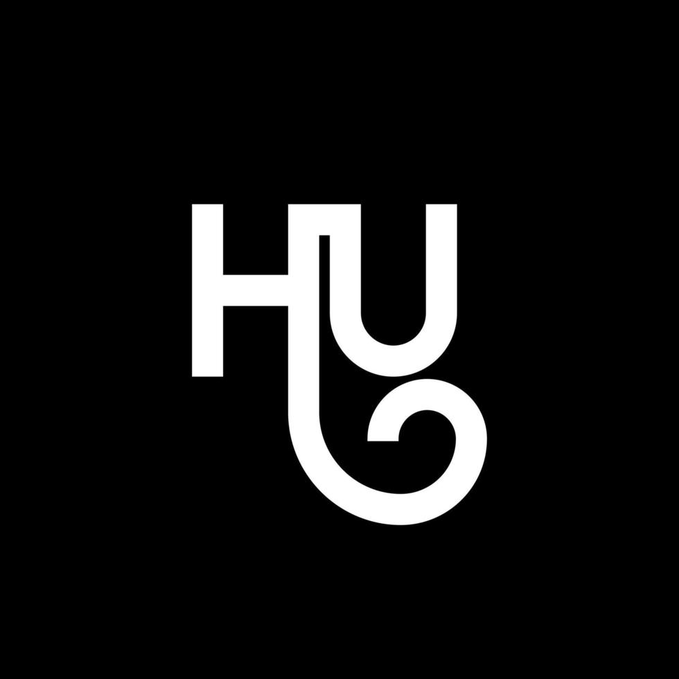 diseño de logotipo de letra hu sobre fondo negro. concepto de logotipo de letra de iniciales creativas hu. diseño de letra hu. hu diseño de letras blancas sobre fondo negro. logotipo de hu, hu vector