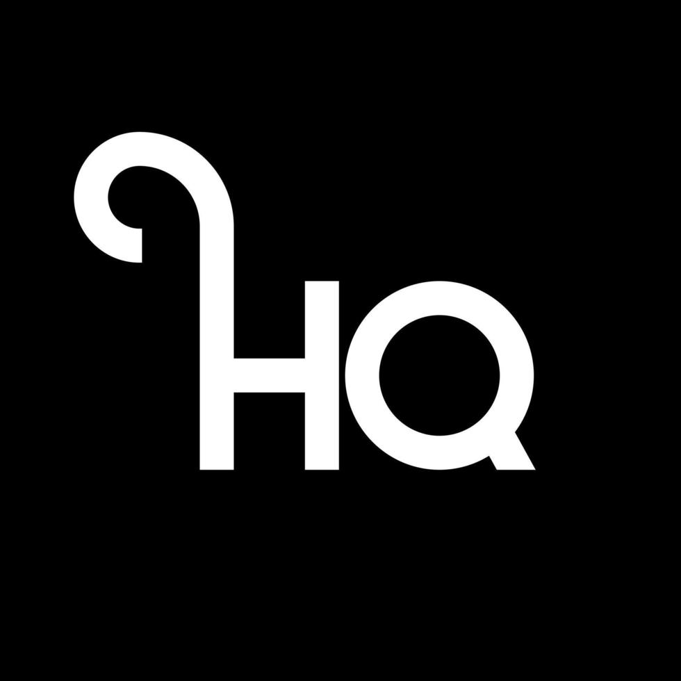 diseño de logotipo de letra hq sobre fondo negro. concepto de logotipo de letra de iniciales creativas hq. diseño de carta hq. hq diseño de letras blancas sobre fondo negro. hq, logotipo de hq vector