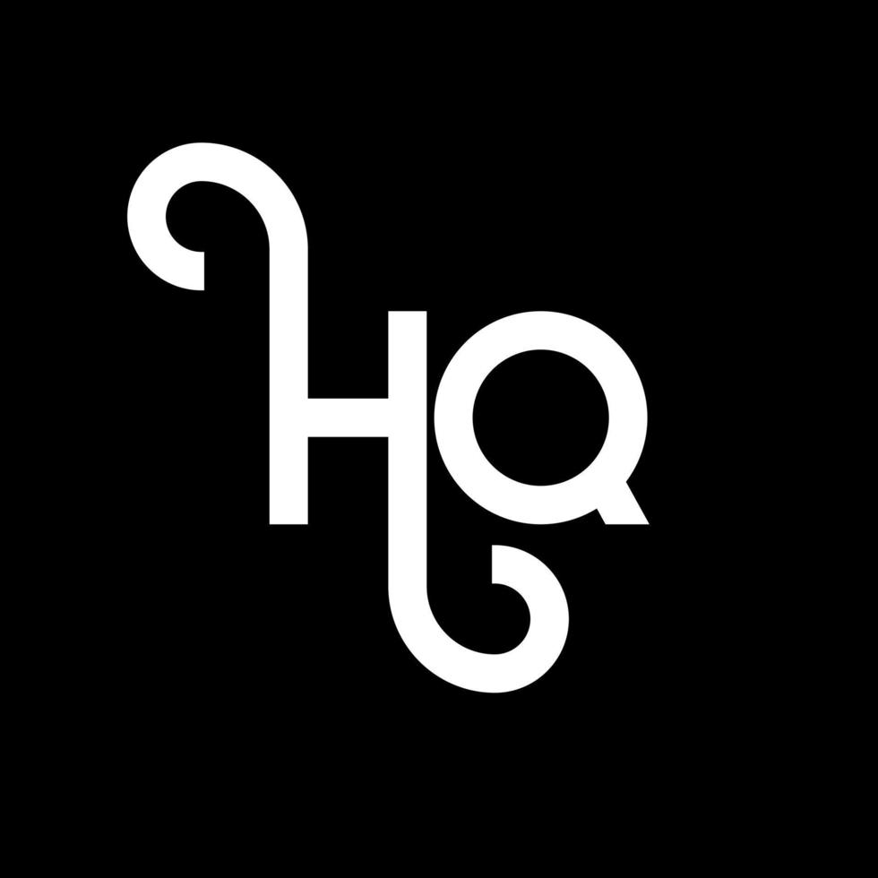 diseño de logotipo de letra hq sobre fondo negro. concepto de logotipo de letra de iniciales creativas hq. diseño de carta hq. hq diseño de letras blancas sobre fondo negro. hq, logotipo de hq vector