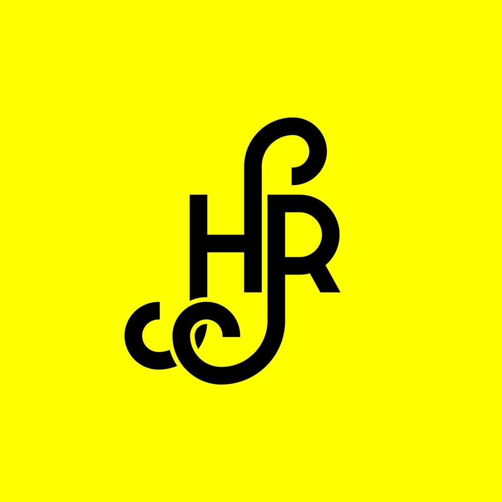 diseño de logotipo de letra hr sobre fondo negro. concepto de logotipo de letra de iniciales creativas hr. diseño de carta de hora. hr diseño de letra blanca sobre fondo negro. hora, logotipo de hora vector