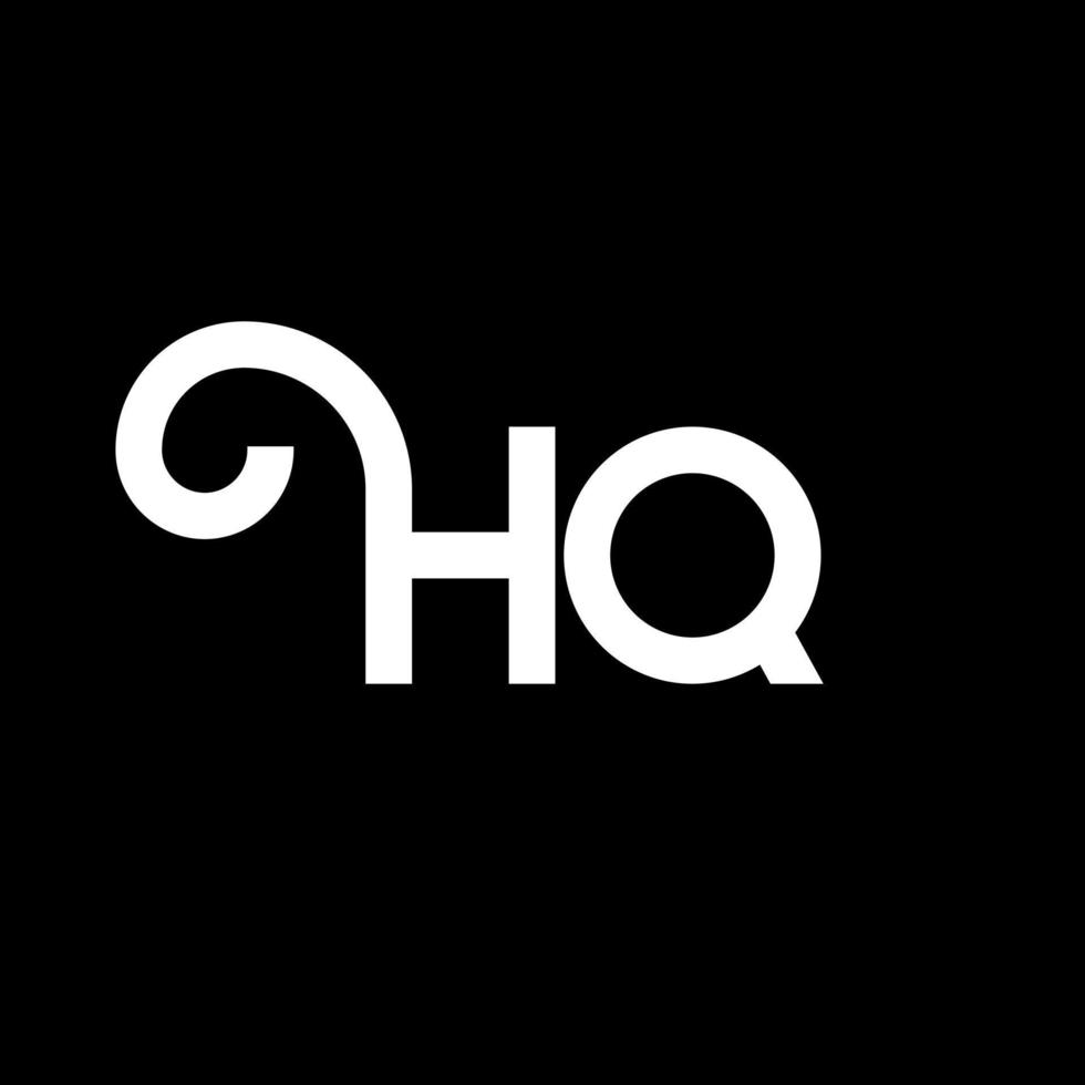 diseño de logotipo de letra hq sobre fondo negro. concepto de logotipo de letra de iniciales creativas hq. diseño de carta hq. hq diseño de letras blancas sobre fondo negro. hq, logotipo de hq vector