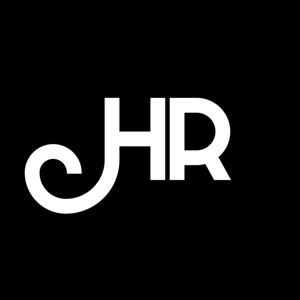 diseño de logotipo de letra hr sobre fondo negro. concepto de logotipo de letra de iniciales creativas hr. diseño de carta de hora. hr diseño de letra blanca sobre fondo negro. hora, logotipo de hora vector