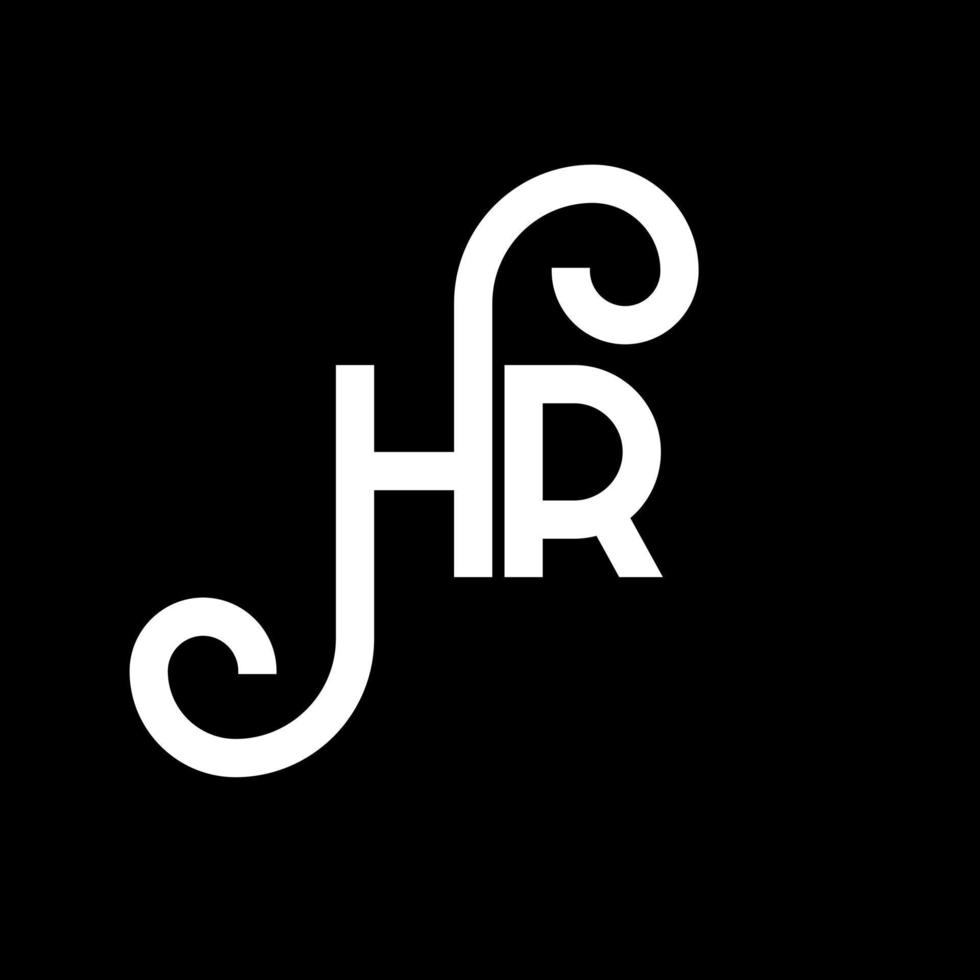 diseño de logotipo de letra hr sobre fondo negro. concepto de logotipo de letra de iniciales creativas hr. diseño de carta de hora. hr diseño de letra blanca sobre fondo negro. hora, logotipo de hora vector