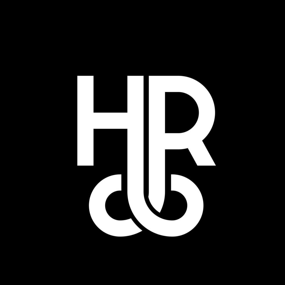 diseño de logotipo de letra hr sobre fondo negro. concepto de logotipo de letra de iniciales creativas hr. diseño de carta de hora. hr diseño de letra blanca sobre fondo negro. hora, logotipo de hora vector