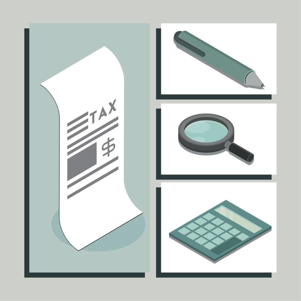 tax day icons collection vector