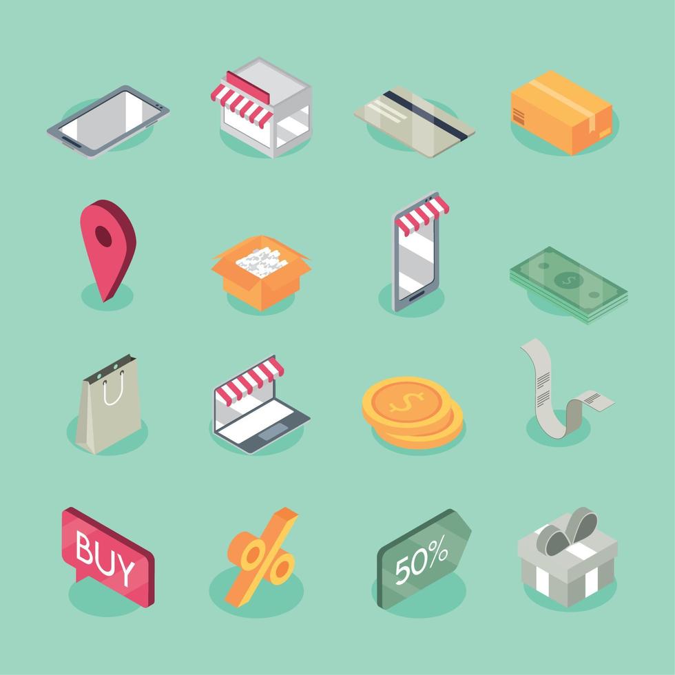 set of online shopping vector