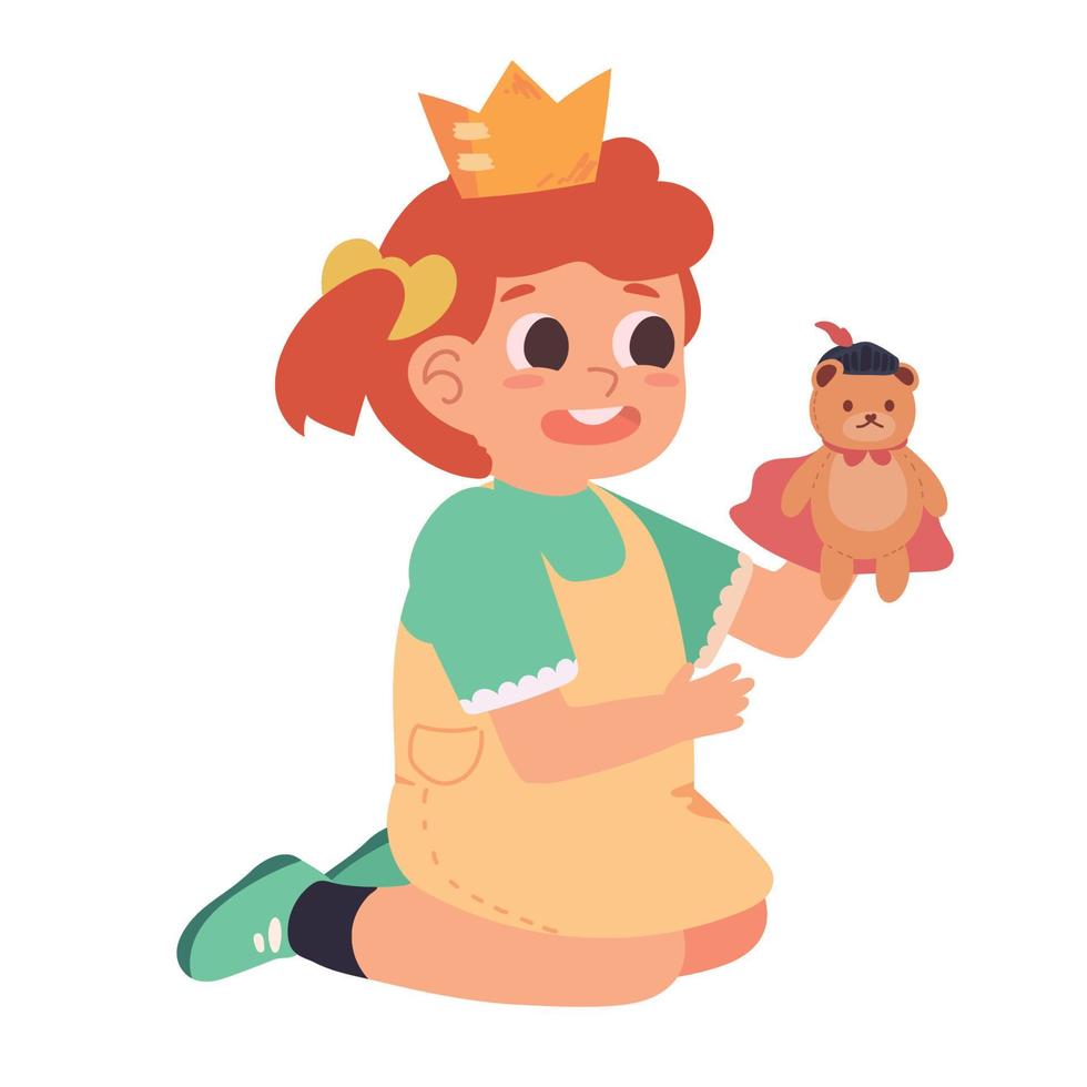 cute girl playing with a toy vector