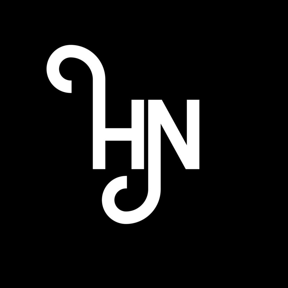 diseño del logotipo de la letra hn sobre fondo negro. concepto de logotipo de letra de iniciales creativas hn. diseño de letra hn. hn diseño de letras blancas sobre fondo negro. logotipo de hn, hn vector