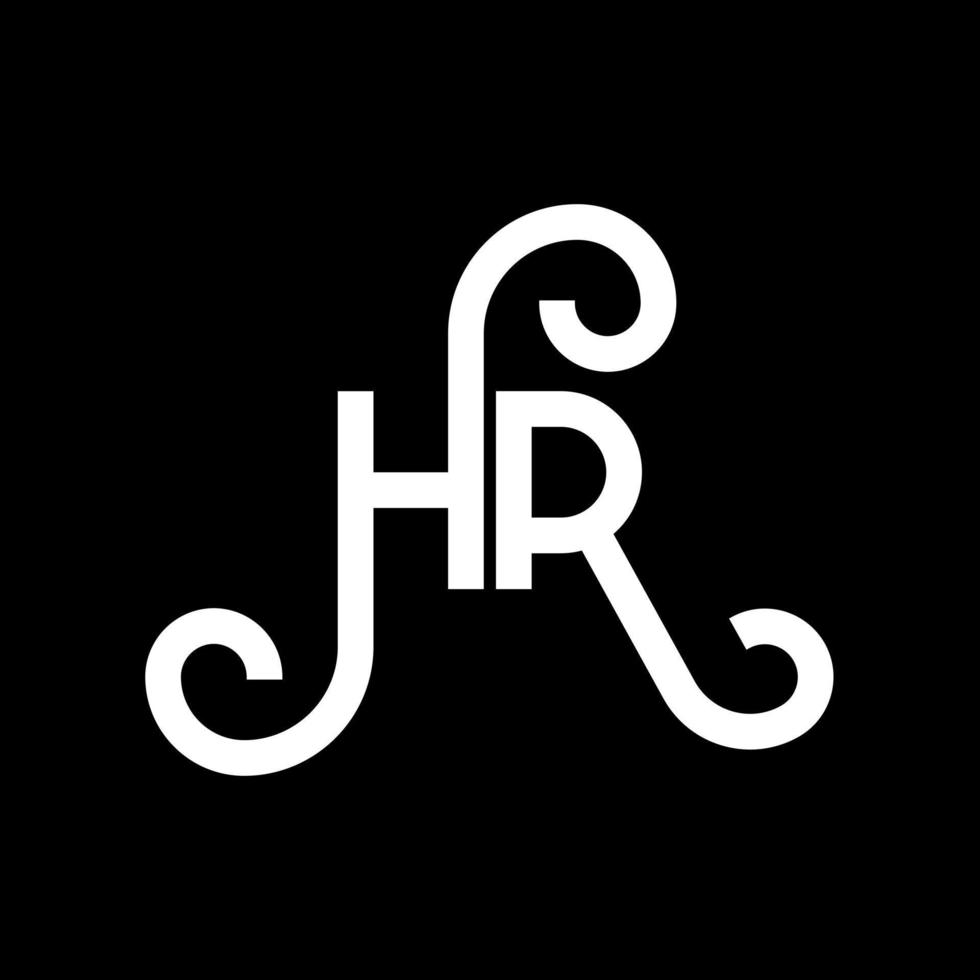 HR letter logo design on black background. HR creative initials letter logo concept. hr letter design. HR white letter design on black background. H R, h r logo vector