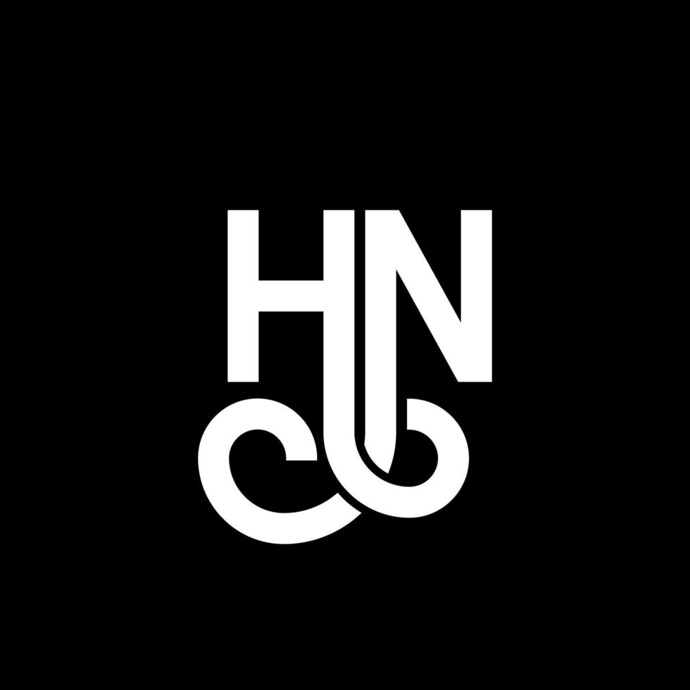 HN letter logo design on black background. HN creative initials letter logo concept. hn letter design. HN white letter design on black background. H N, h n logo vector