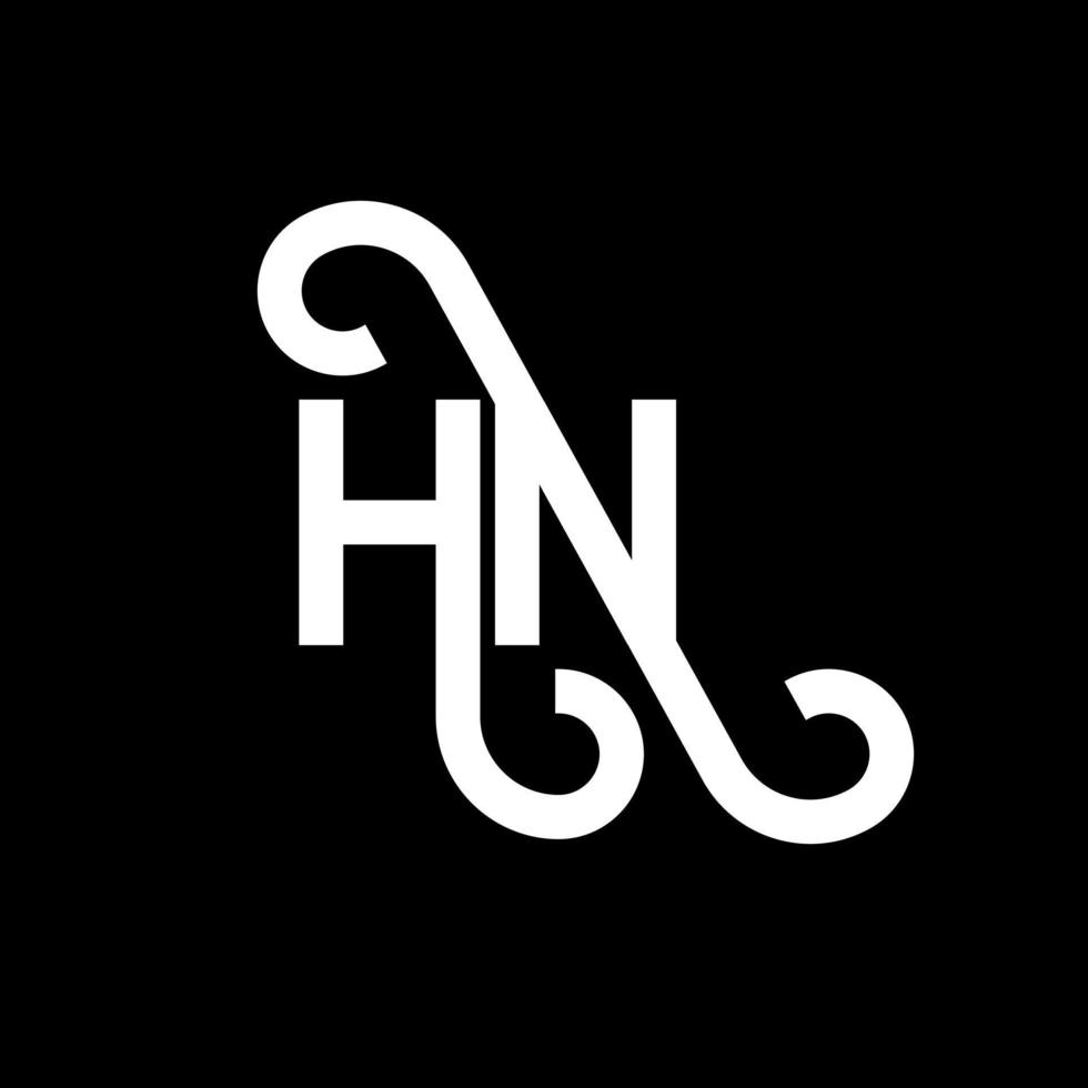 HN letter logo design on black background. HN creative initials letter logo concept. hn letter design. HN white letter design on black background. H N, h n logo vector