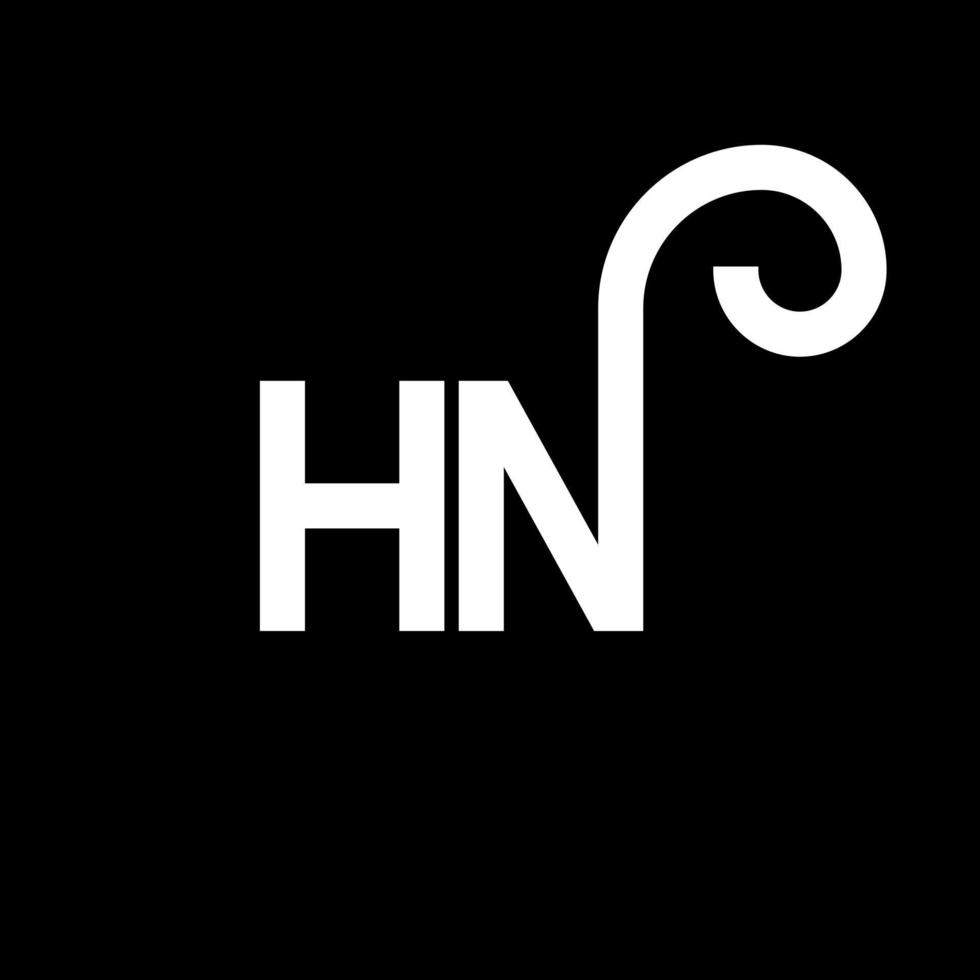 HN letter logo design on black background. HN creative initials letter logo concept. hn letter design. HN white letter design on black background. H N, h n logo vector