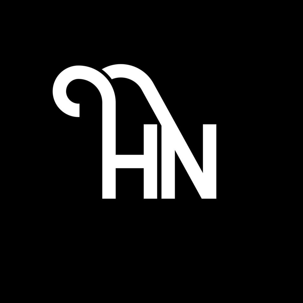 diseño del logotipo de la letra hn sobre fondo negro. concepto de logotipo de letra de iniciales creativas hn. diseño de letra hn. hn diseño de letras blancas sobre fondo negro. logotipo de hn, hn vector