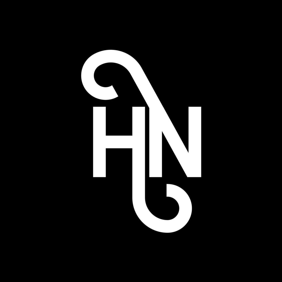 HN letter logo design on black background. HN creative initials letter logo concept. hn letter design. HN white letter design on black background. H N, h n logo vector