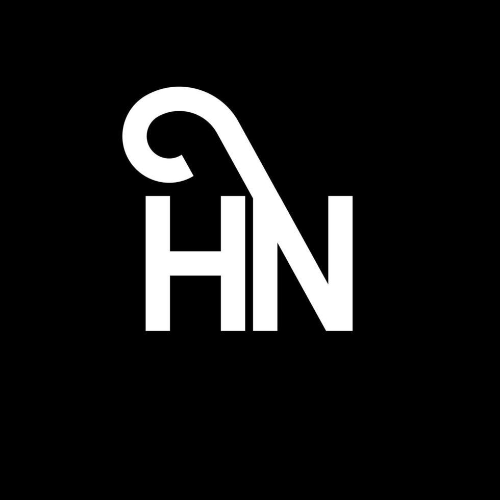 diseño del logotipo de la letra hn sobre fondo negro. concepto de logotipo de letra de iniciales creativas hn. diseño de letra hn. hn diseño de letras blancas sobre fondo negro. logotipo de hn, hn vector