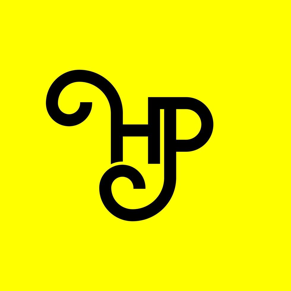 diseño de logotipo de letra hp sobre fondo negro. concepto de logotipo de letra de iniciales creativas hp. diseño de letras hp. diseño de letra hp blanco sobre fondo negro. hp, logotipo de hp vector