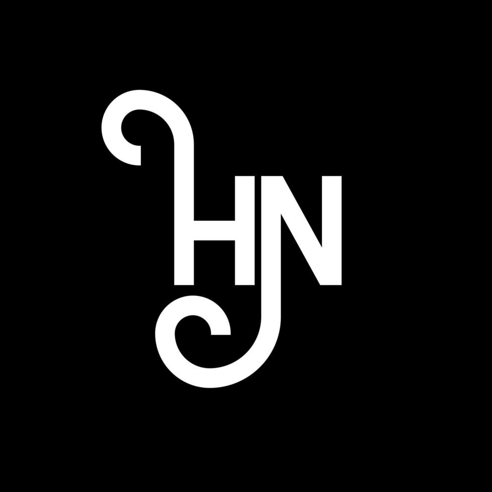 diseño del logotipo de la letra hn sobre fondo negro. concepto de logotipo de letra de iniciales creativas hn. diseño de letra hn. hn diseño de letras blancas sobre fondo negro. logotipo de hn, hn vector