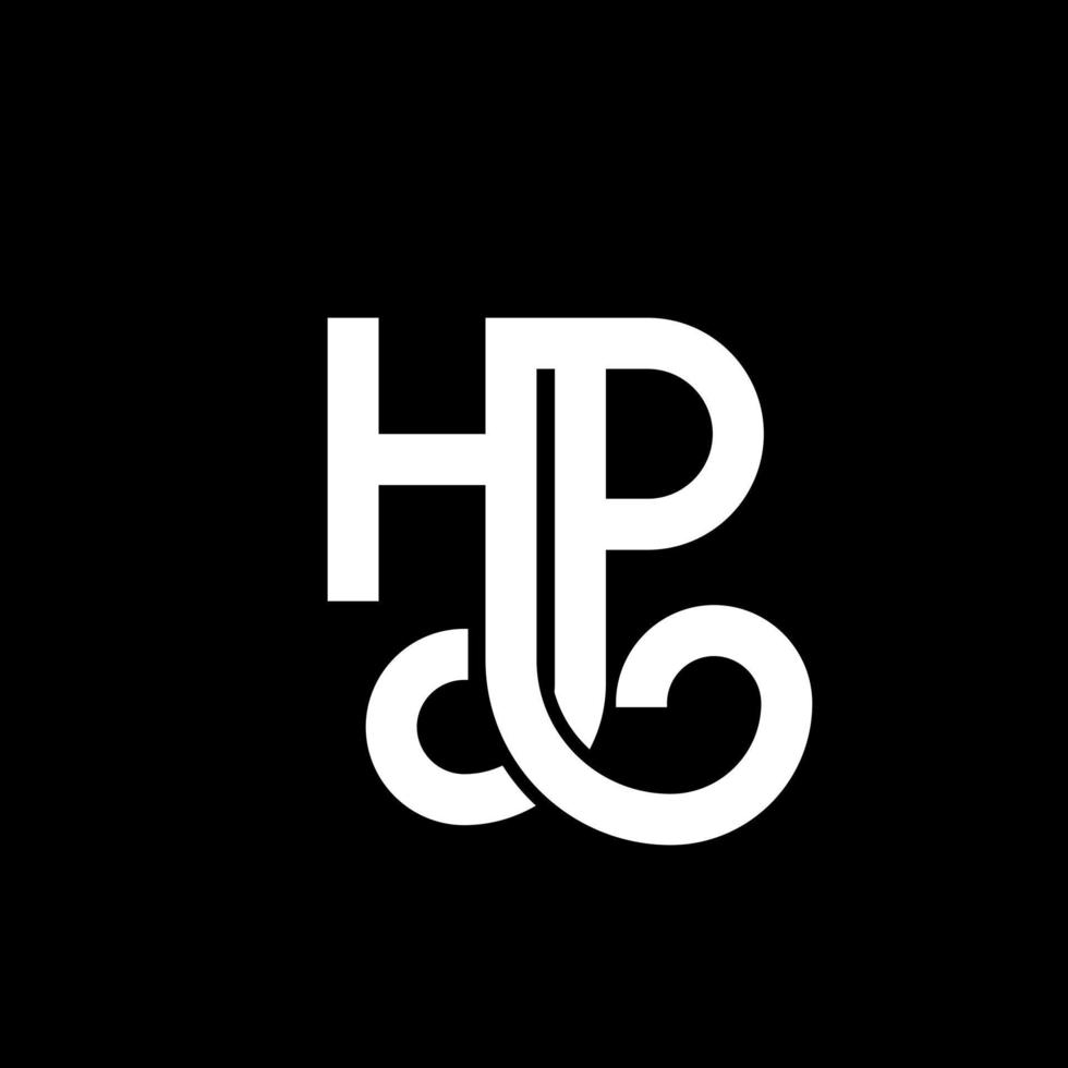 HP letter logo design on black background. HP creative initials letter logo concept. hp letter design. HP white letter design on black background. H P, h p logo vector