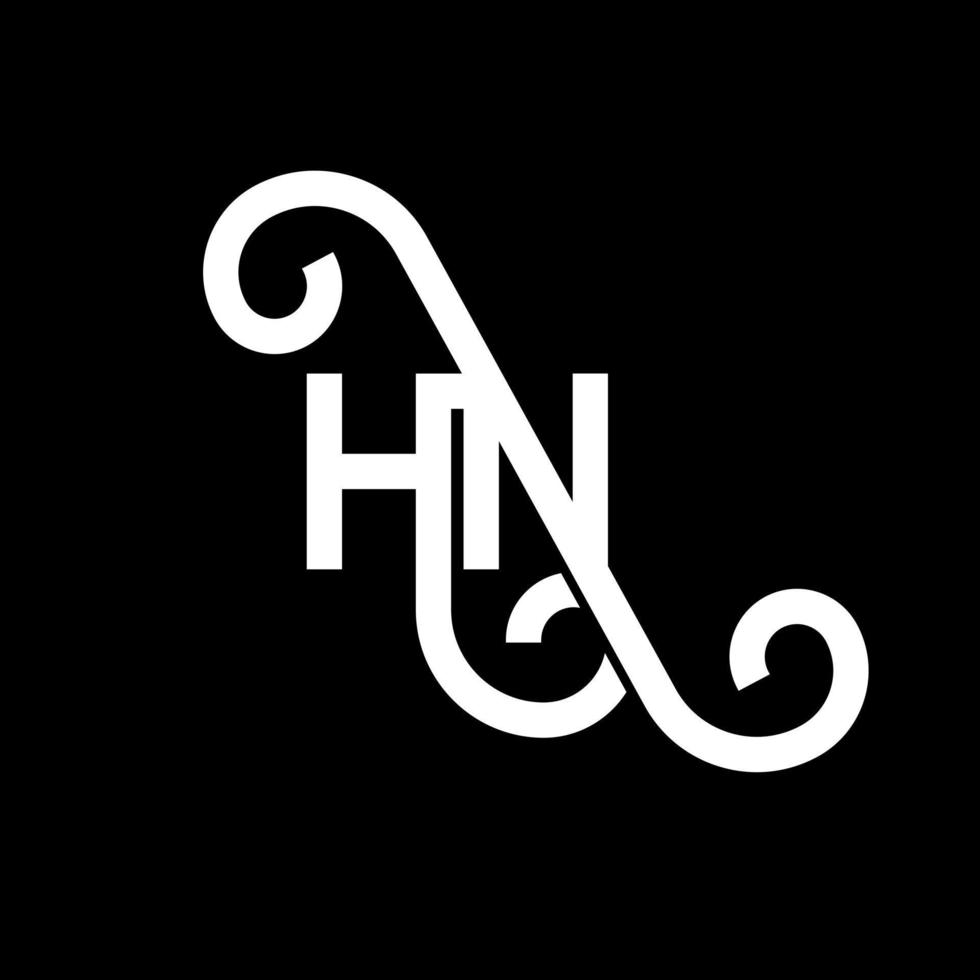 HN letter logo design on black background. HN creative initials letter logo concept. hn letter design. HN white letter design on black background. H N, h n logo vector