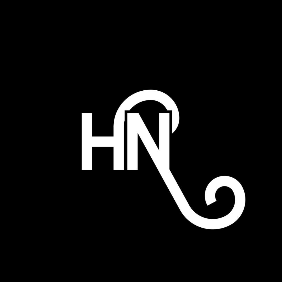 diseño del logotipo de la letra hn sobre fondo negro. concepto de logotipo de letra de iniciales creativas hn. diseño de letra hn. hn diseño de letras blancas sobre fondo negro. logotipo de hn, hn vector