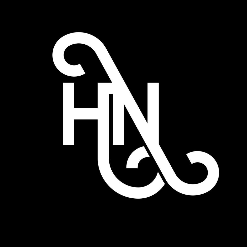 HN letter logo design on black background. HN creative initials letter logo concept. hn letter design. HN white letter design on black background. H N, h n logo vector