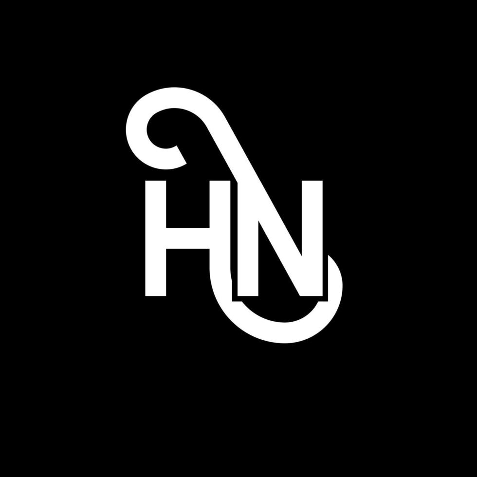 HN letter logo design on black background. HN creative initials letter logo concept. hn letter design. HN white letter design on black background. H N, h n logo vector