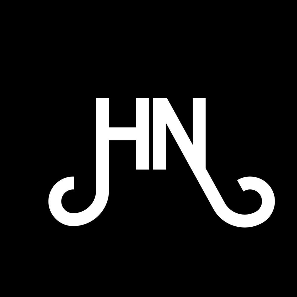 diseño del logotipo de la letra hn sobre fondo negro. concepto de logotipo de letra de iniciales creativas hn. diseño de letra hn. hn diseño de letras blancas sobre fondo negro. logotipo de hn, hn vector