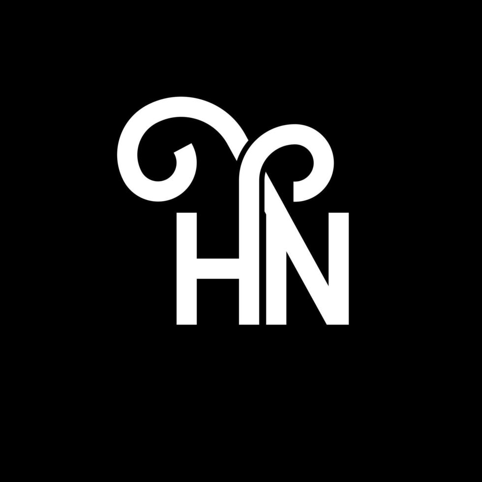 HN letter logo design on black background. HN creative initials letter logo concept. hn letter design. HN white letter design on black background. H N, h n logo vector