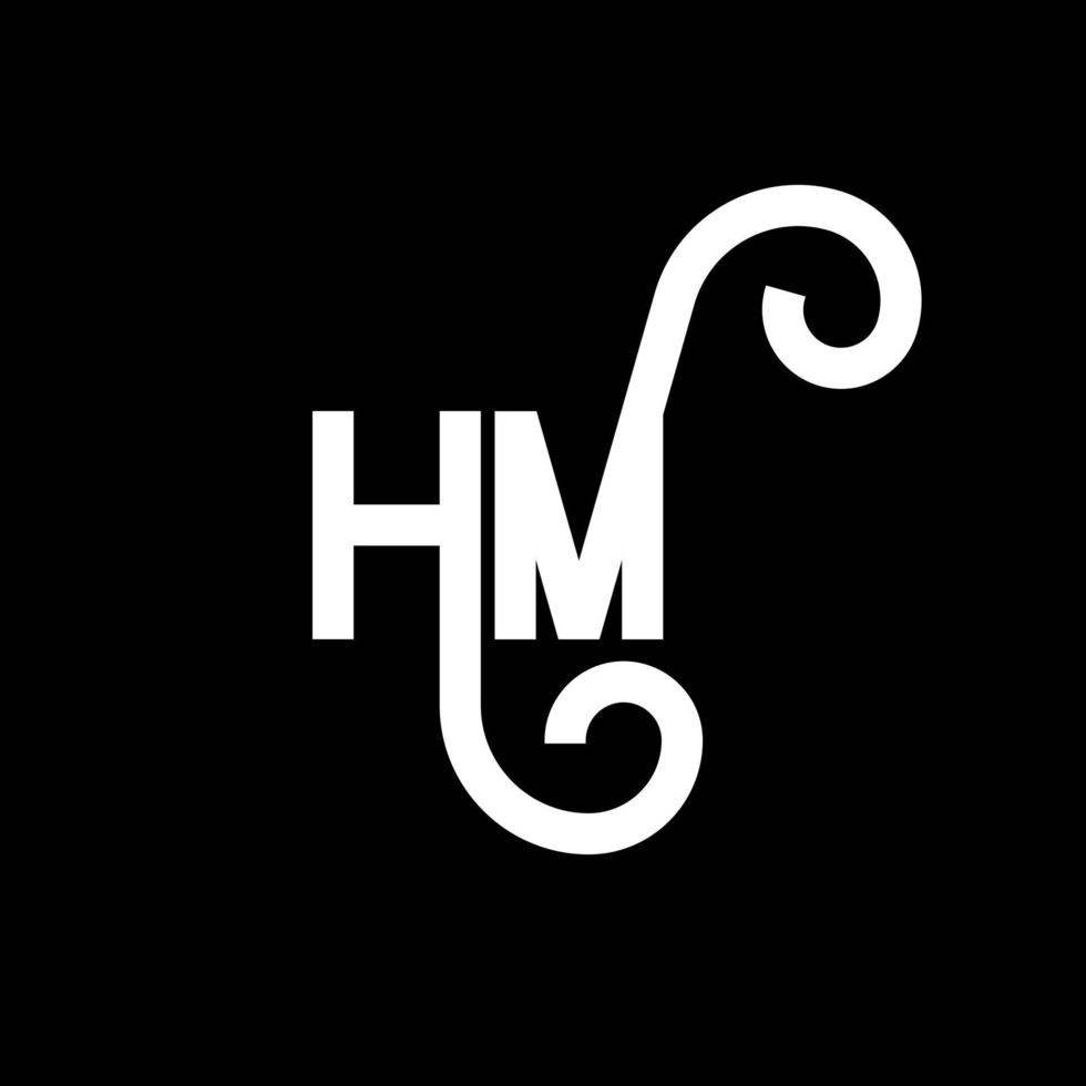 HM letter logo design on black background. HM creative initials letter logo concept. hm letter design. HM white letter design on black background. H M, h m logo vector