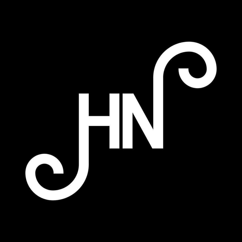 HN letter logo design on black background. HN creative initials letter logo concept. hn letter design. HN white letter design on black background. H N, h n logo vector