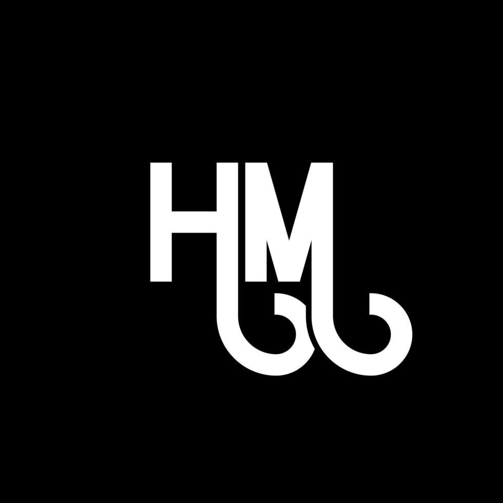 HM letter logo design on black background. HM creative initials letter logo concept. hm letter design. HM white letter design on black background. H M, h m logo vector
