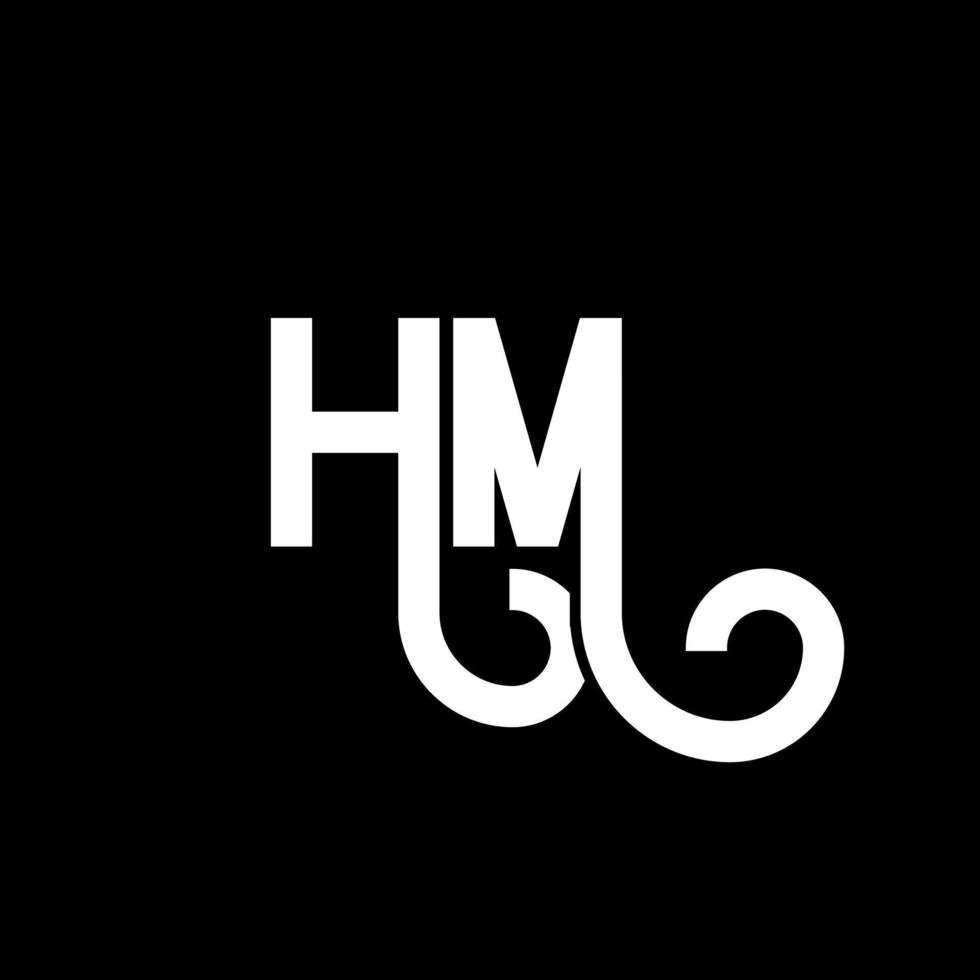 HM letter logo design on black background. HM creative initials letter logo concept. hm letter design. HM white letter design on black background. H M, h m logo vector