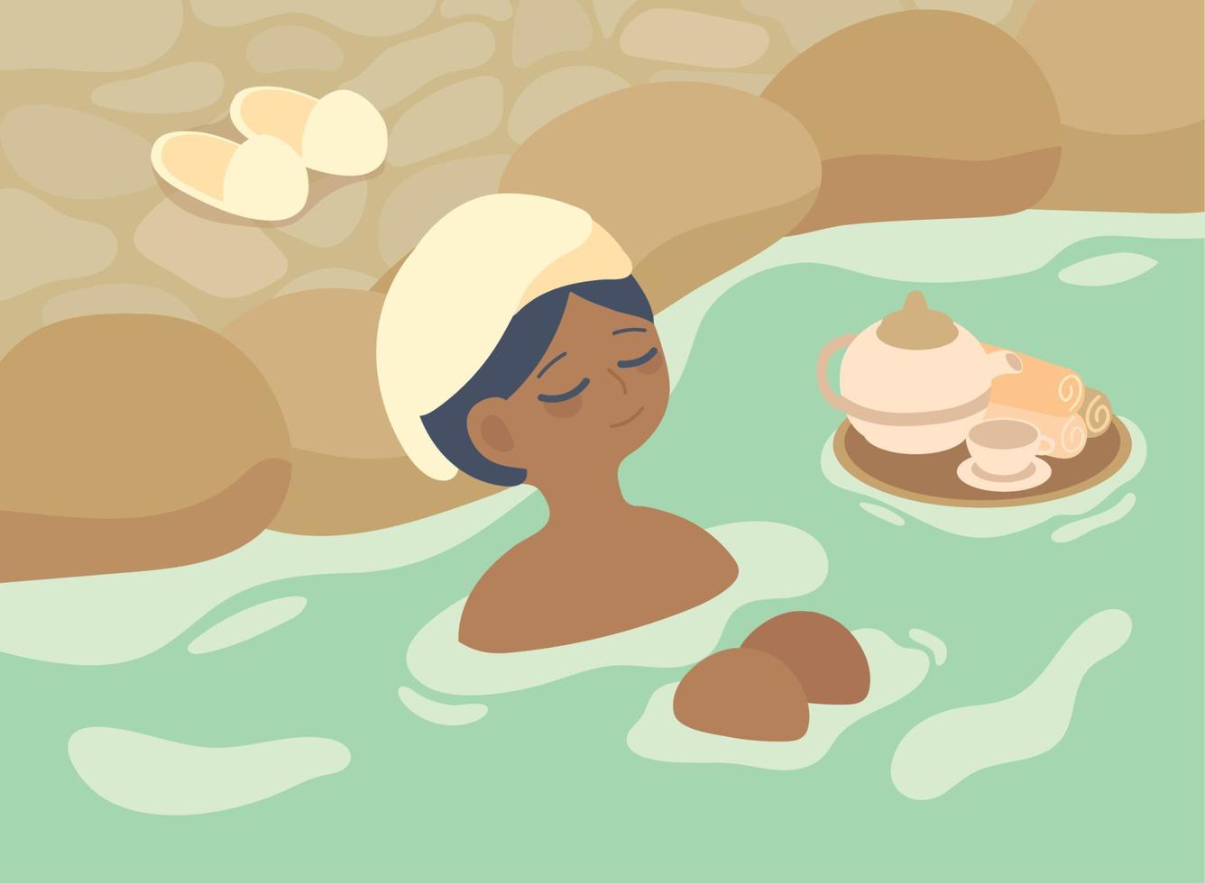 woman relaxing in spa vector