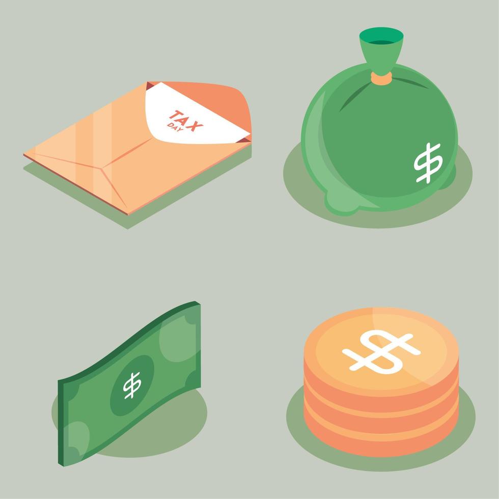 isometric tax day icons vector