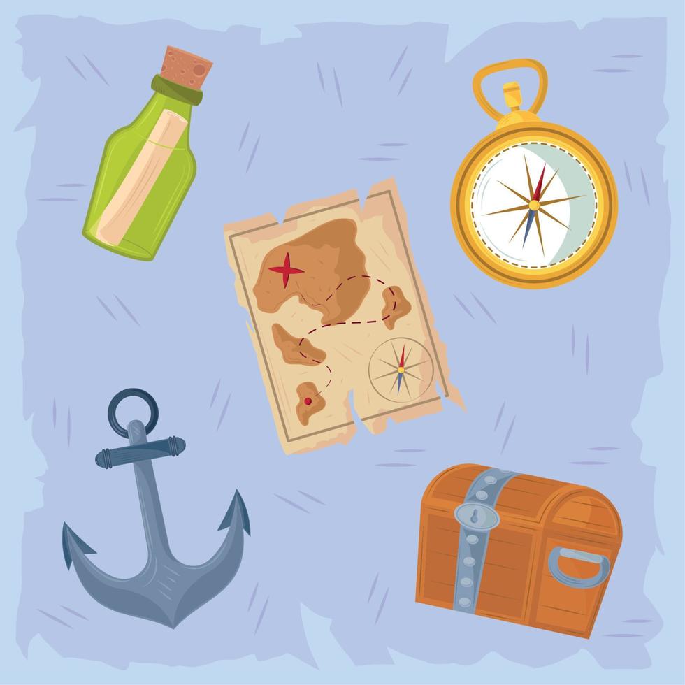 iconos del tesoro pirata vector