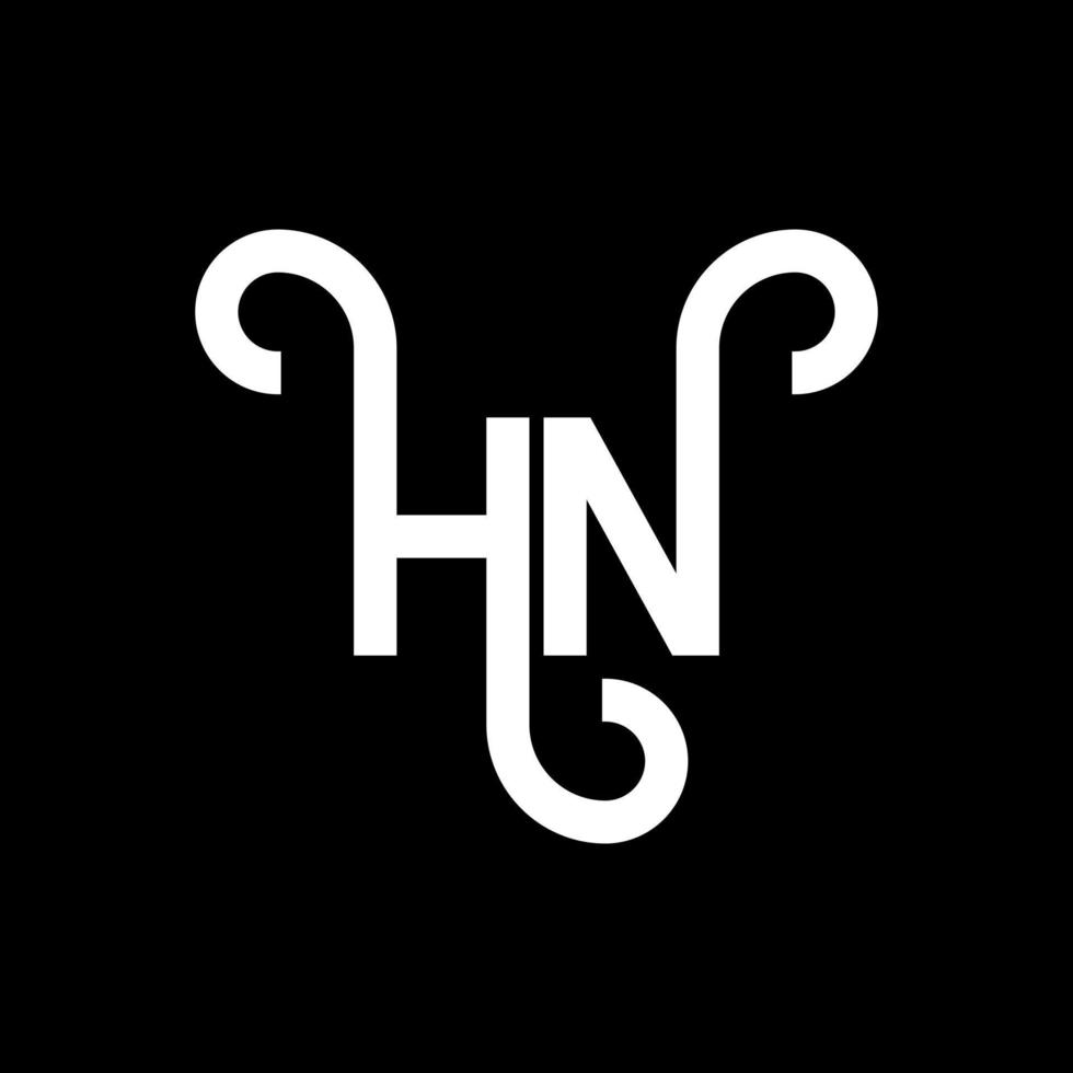 HN letter logo design on black background. HN creative initials letter logo concept. hn letter design. HN white letter design on black background. H N, h n logo vector