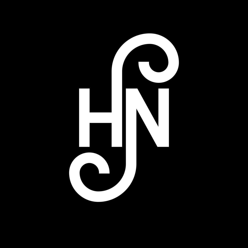 HN letter logo design on black background. HN creative initials letter