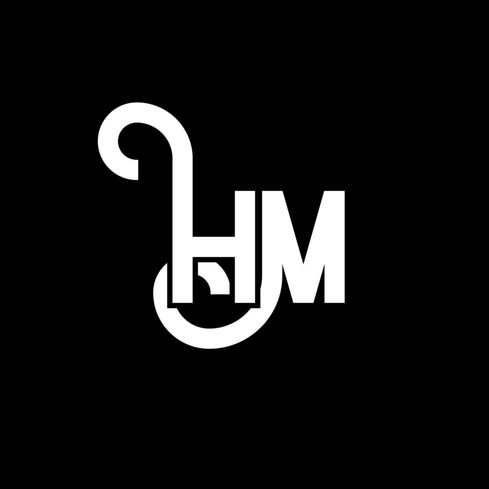 diseño de logotipo de letra hm sobre fondo negro. concepto de logotipo de letra de iniciales creativas hm. diseño de letra hm. hm diseño de letras blancas sobre fondo negro. logotipo de hm, hm vector